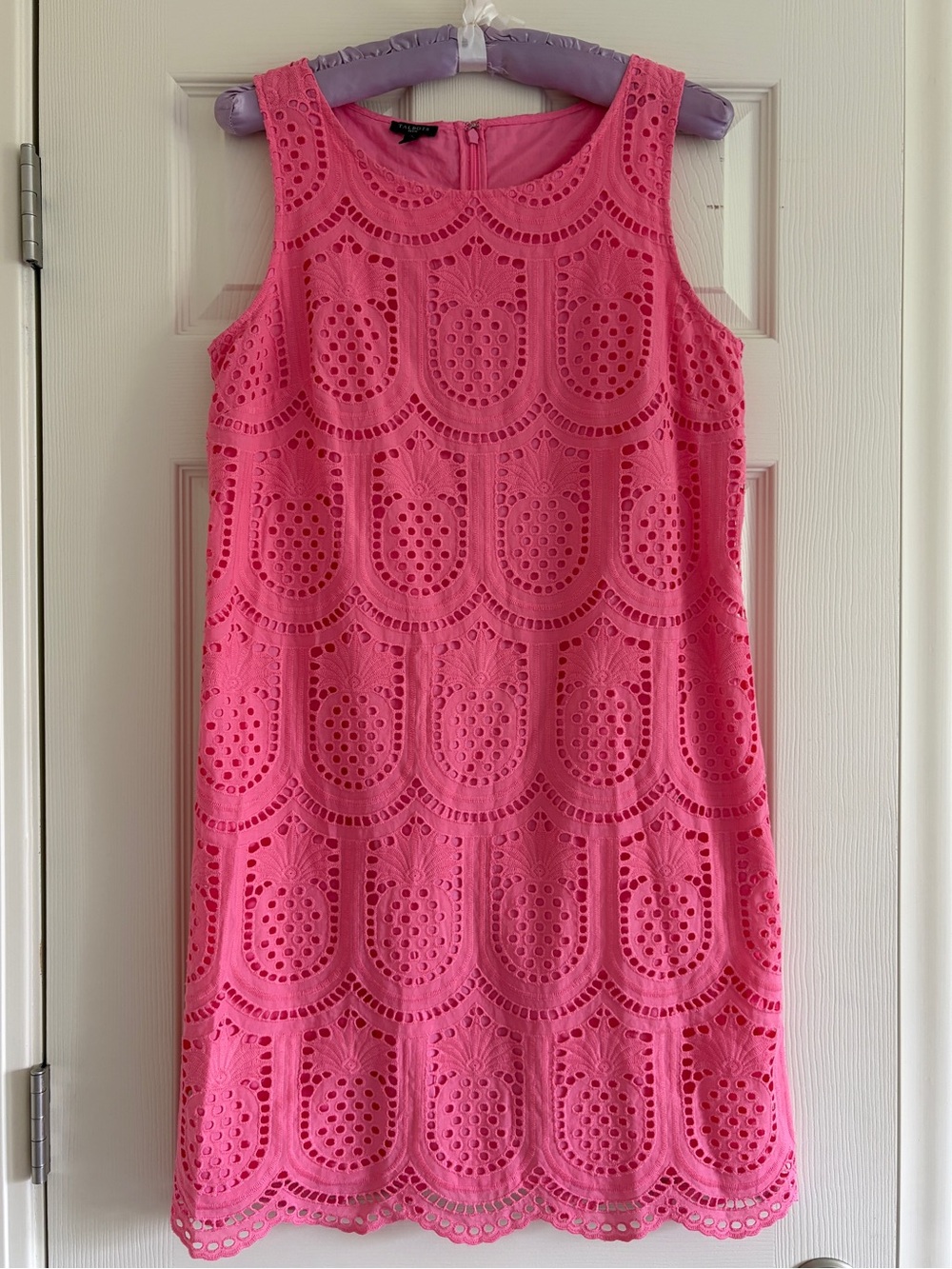 Talbots Pineapple Eyelet Pink Sleeveless Dress Women Size 10P